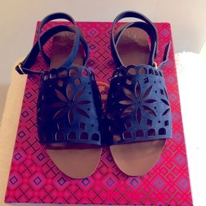 Navy Tory Burch flat Sandal